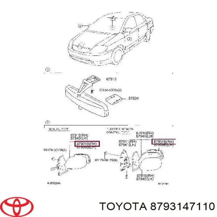 Cristal de espejo retrovisor derecho Toyota 8793147110 precio, desde 124,45 EUR