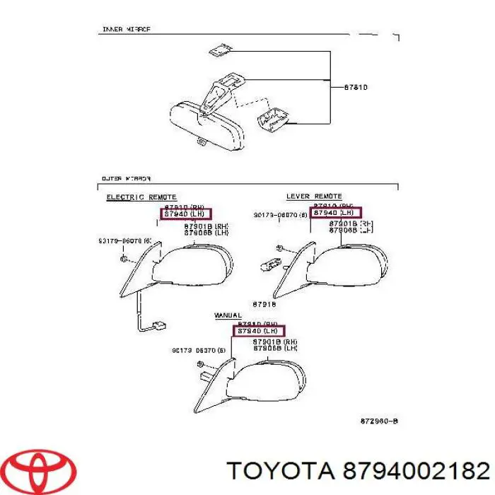 Comprar 8794002181 Toyota Espejo de retrovisor izquierdo