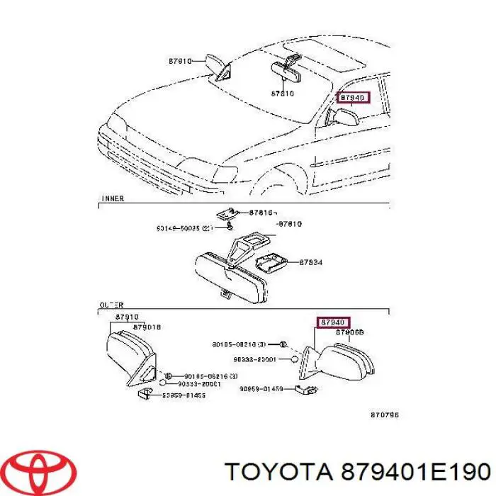 Retrovisor izquierdo Toyota Corolla E10