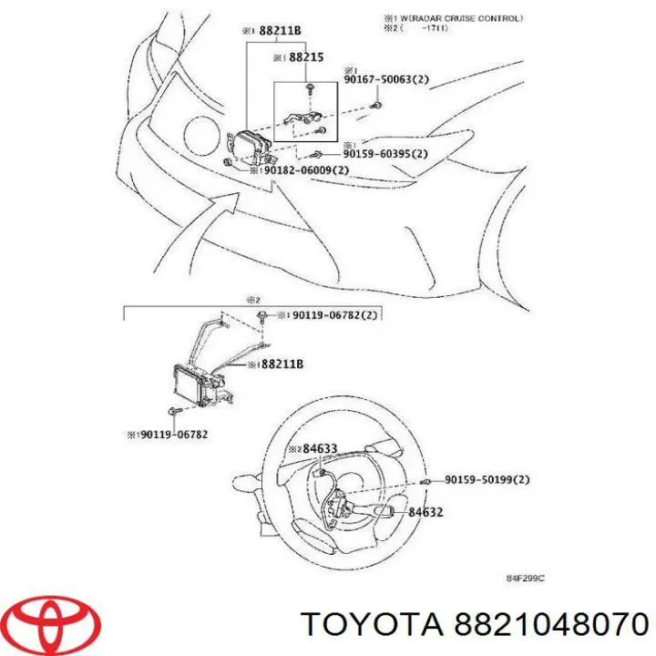 Sensor De Distancia Por Radar para Toyota Prius (ZVW5)