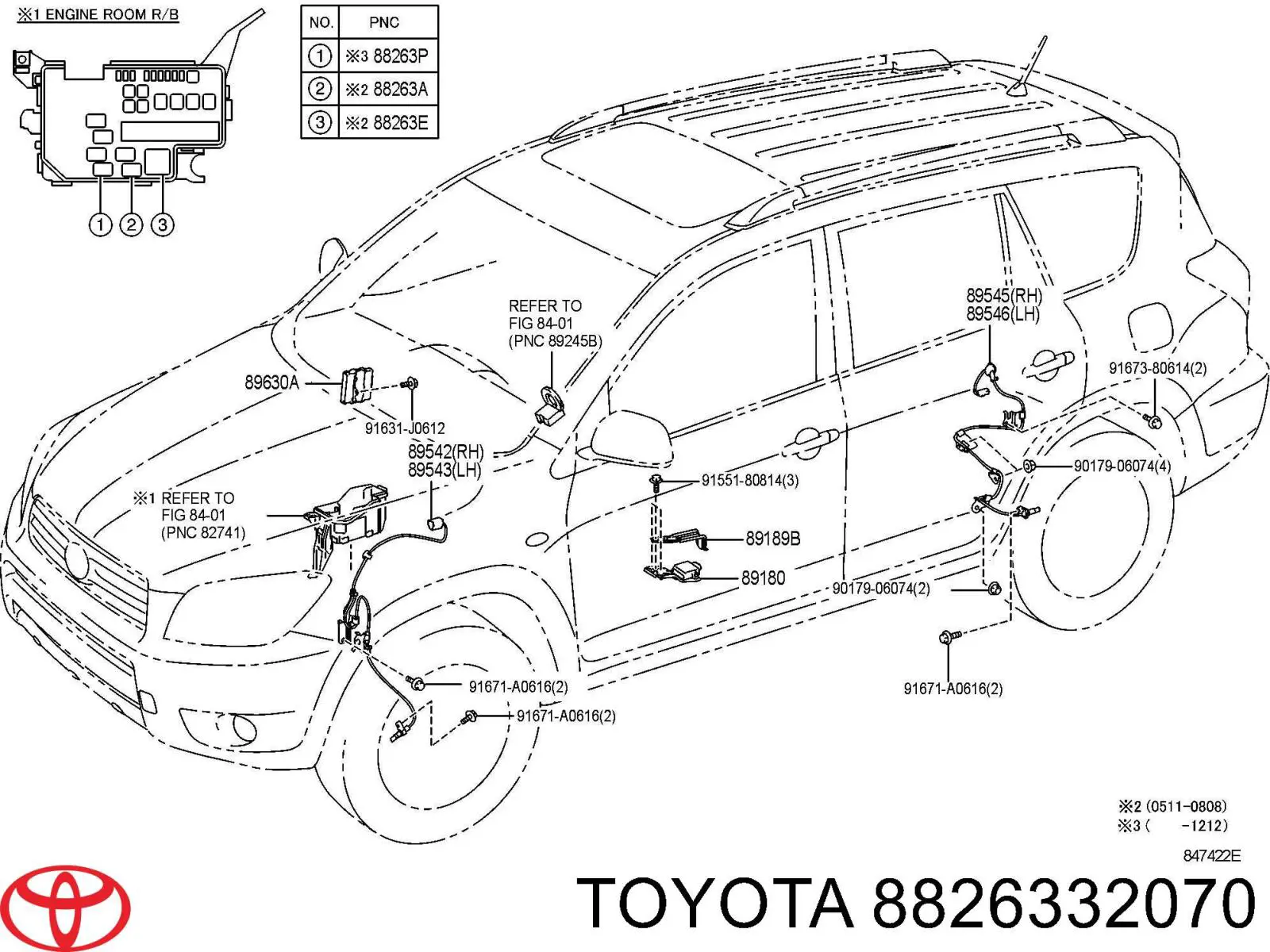 8826332070 Toyota relé eléctrico multifuncional