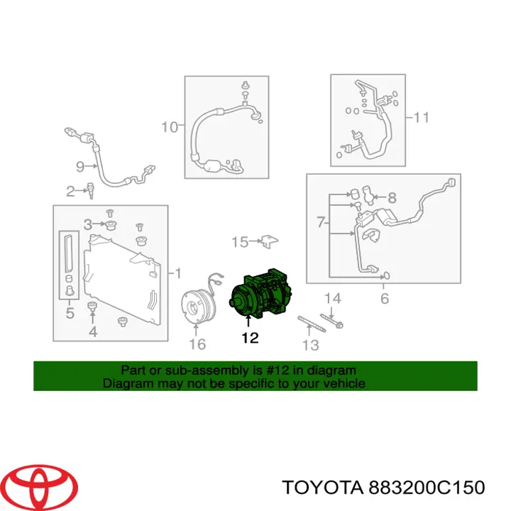 Compresor de aire acondicionado 883200C150 Toyota