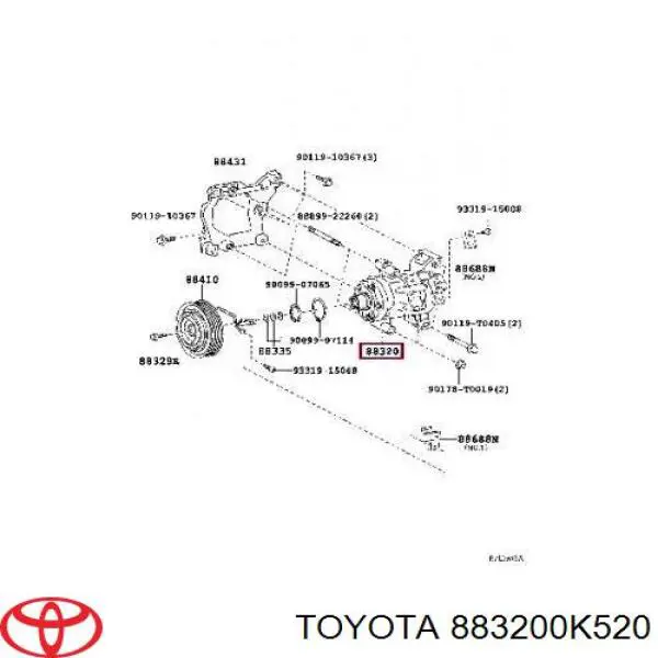 883200K520 Toyota compresor de aire acondicionado