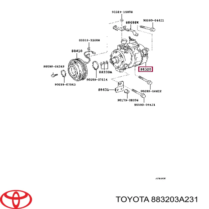 883203A231 Toyota compresor de aire acondicionado