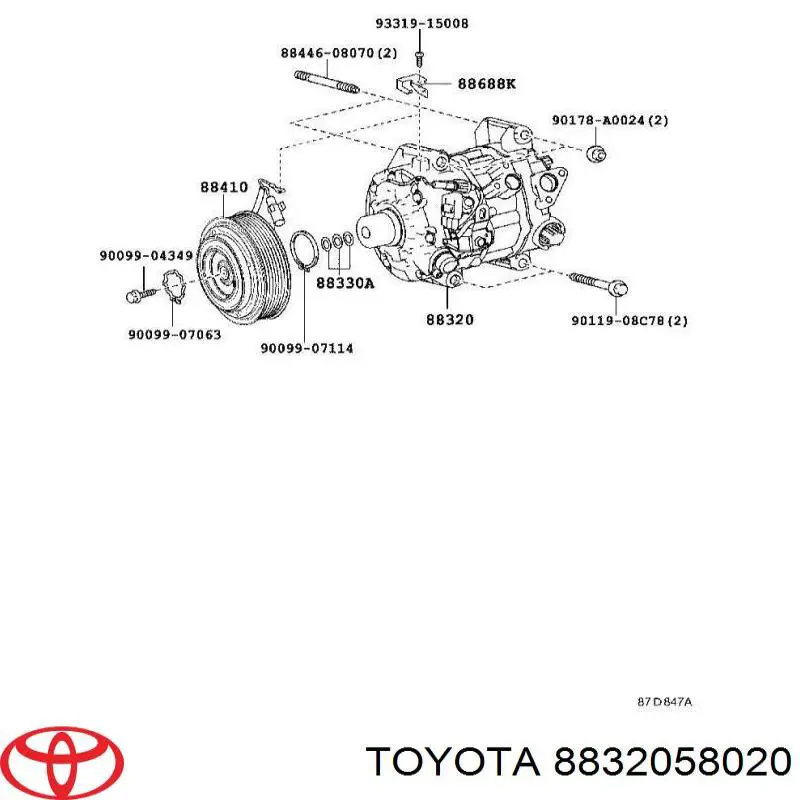 8832058020 Toyota compresor de aire acondicionado