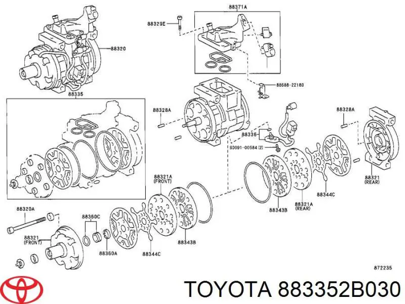 Kit de reparación de compresor de aire acondicionado Toyota 883352B030 precio, desde 83,04 EUR