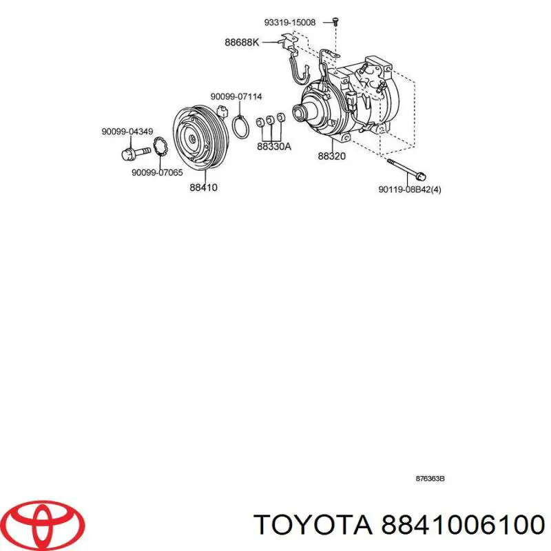 8841006100 Toyota acoplamiento magnético, compresor del aire acondicionado