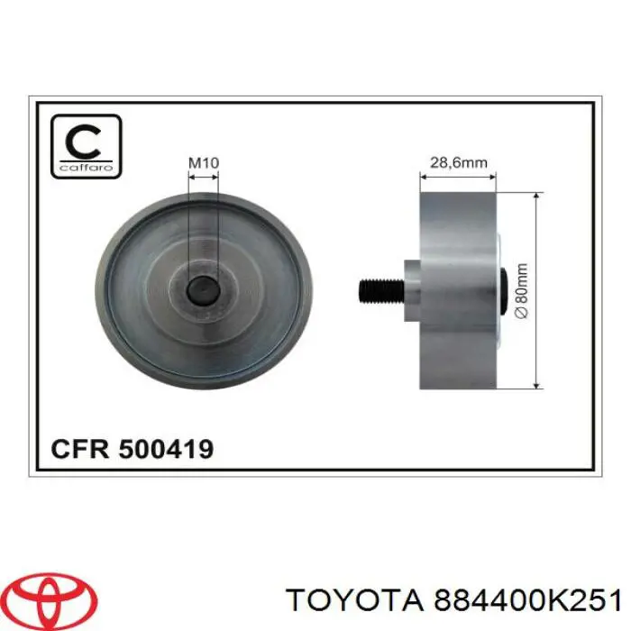 884400K251 Toyota polea inversión / guía, correa poli v