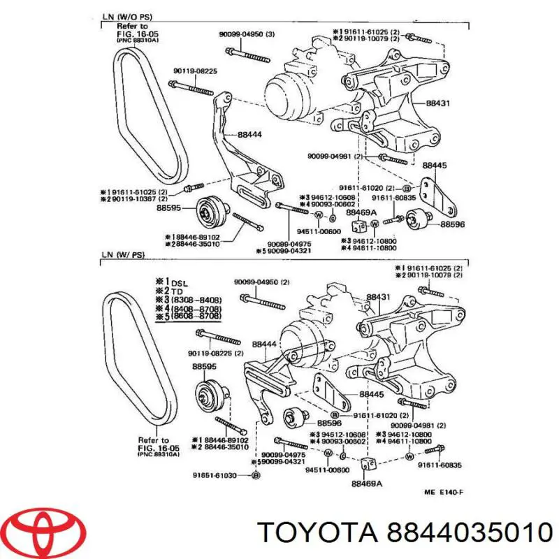 Comprar 8844035010 Toyota Polea tensora, correa poli V