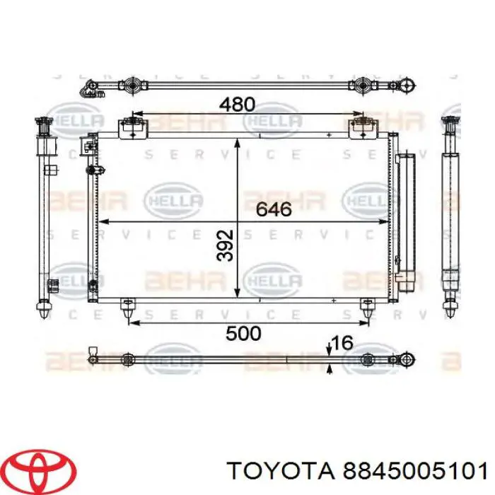 8845005101 Toyota condensador aire acondicionado