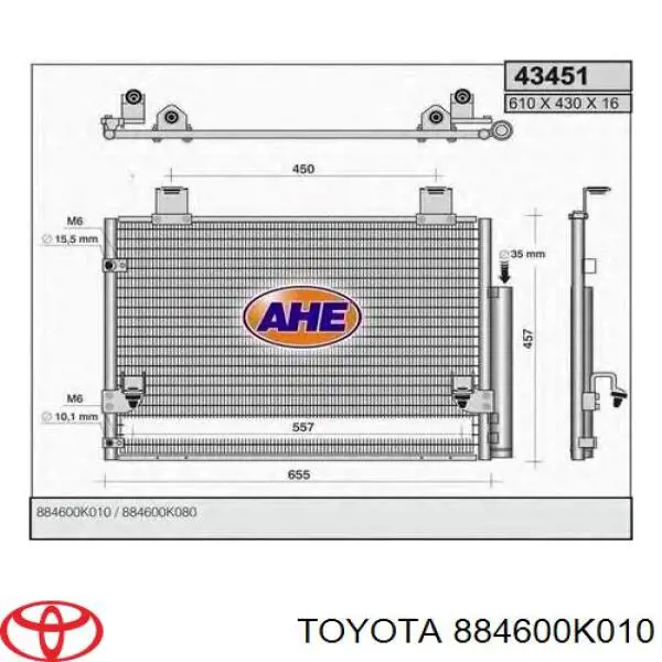 884600K010 Toyota condensador aire acondicionado