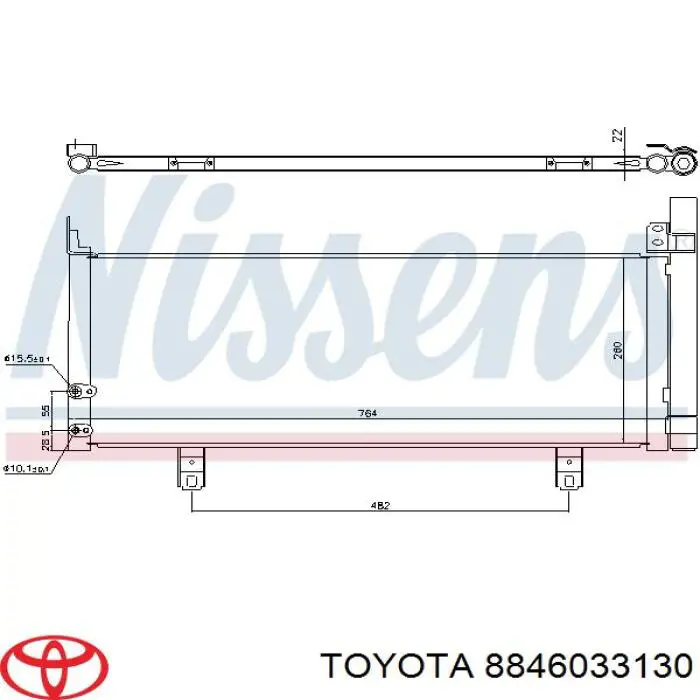 8846033130 Toyota condensador aire acondicionado