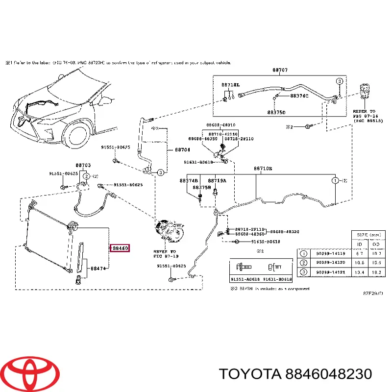 Condensador aire acondicionado 8846048230 Toyota