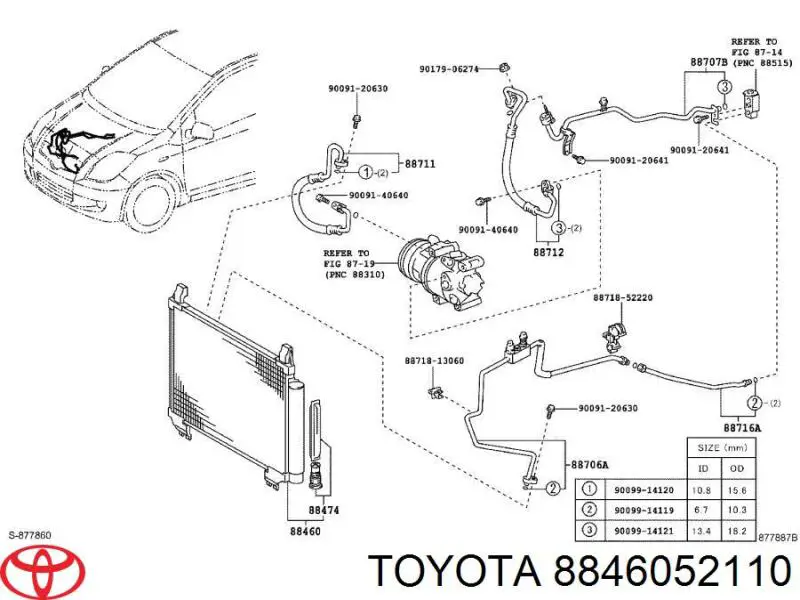 8846052110 Toyota condensador aire acondicionado