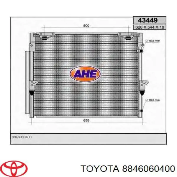 Comprar 8846060400 Toyota Condensador de aire acondicionado