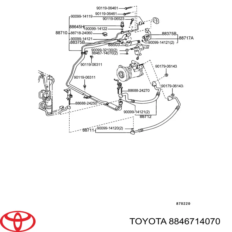 8846714070 Toyota Radiador de aire acondicionado