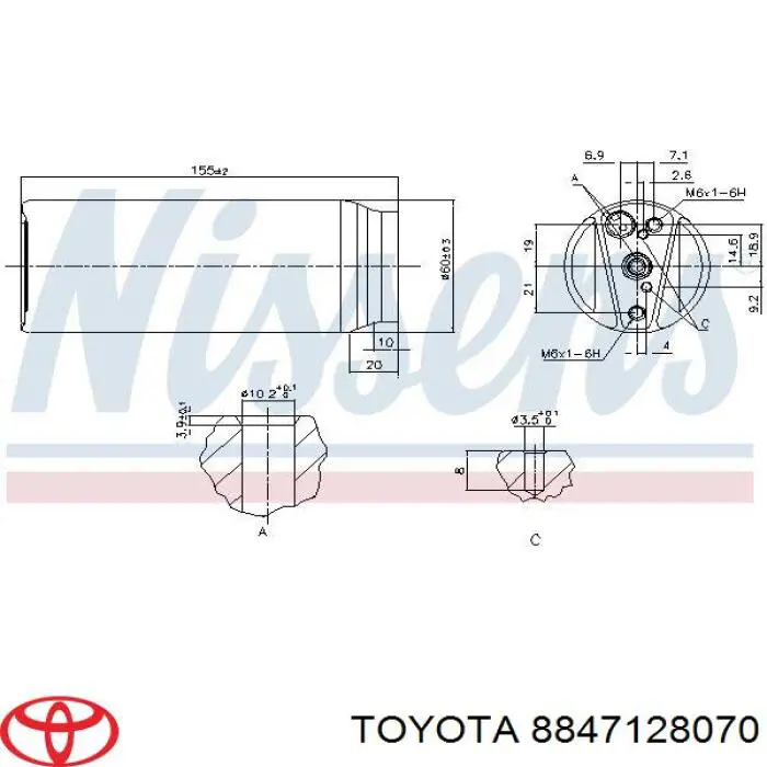 8847128070 Toyota receptor-secador del aire acondicionado