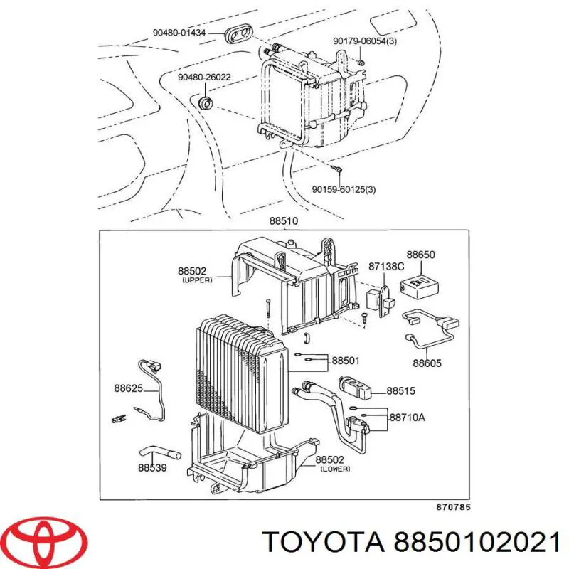 Evaporador, aire acondicionado para Toyota Corolla  E11
