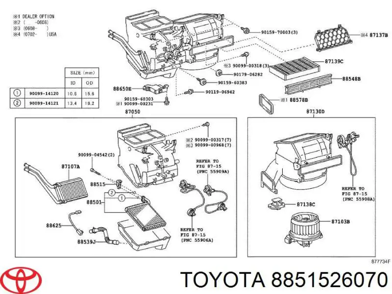 8851526070 Toyota válvula de expansión, aire acondicionado