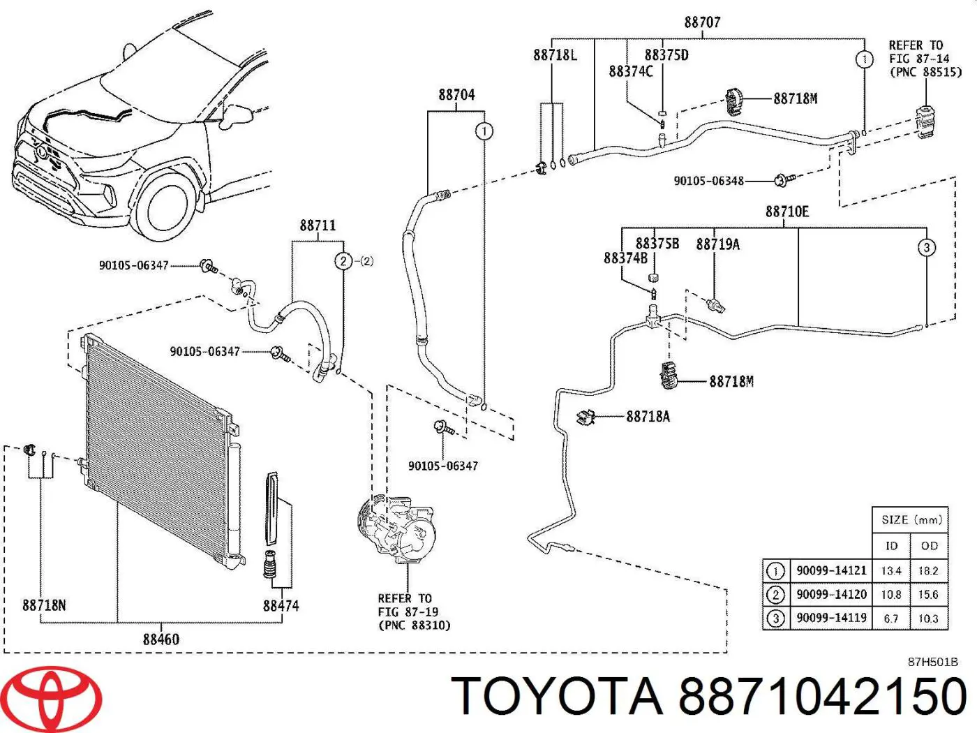 Tubería de baja / alta presión, aire acondicionado, de condensador a evaporador para Toyota Venza (H85)
