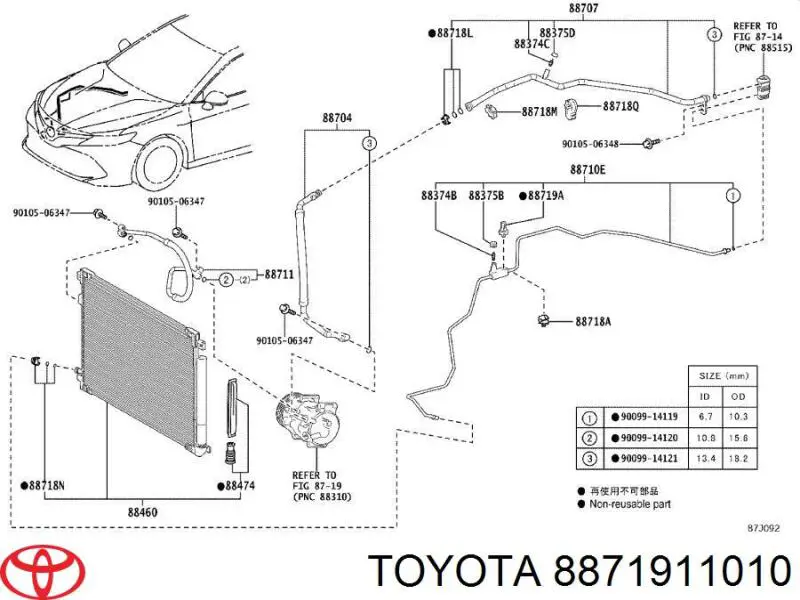 Comprar 8871911010 Toyota Válvula TRV del aire acondicionado