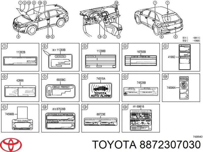 8872307030 Toyota emblema de tapa de maletero