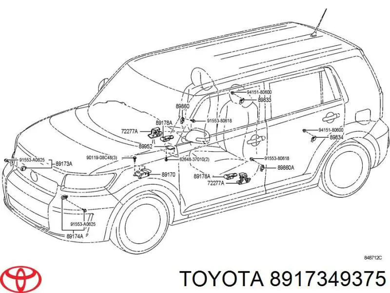 8917349375 Toyota sensor airbag delantero