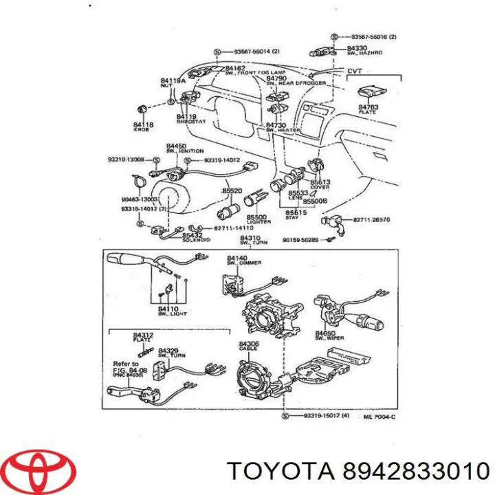 8942833010 Toyota sensor, temperatura del refrigerante (encendido el ventilador del radiador)