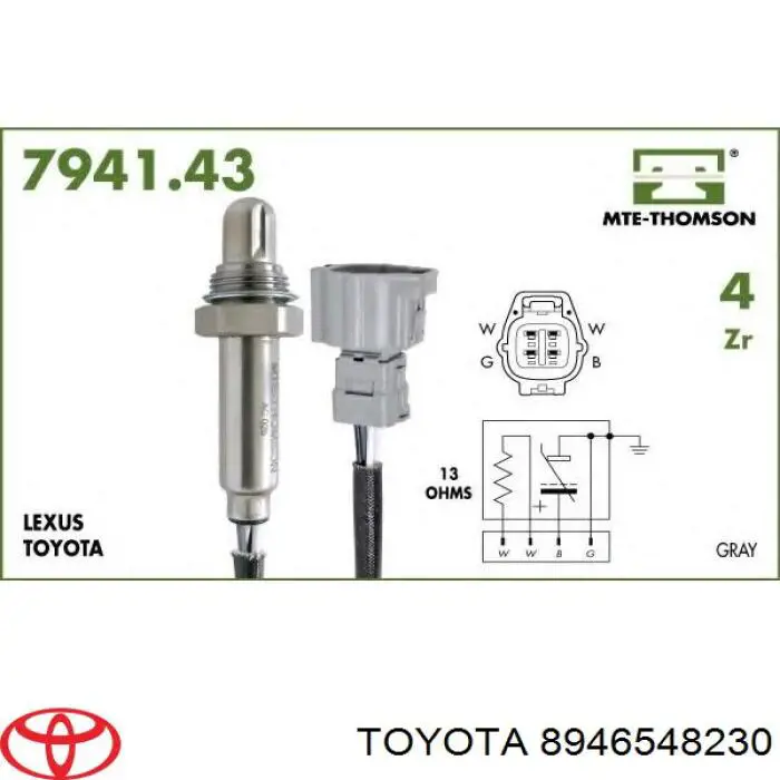 Sonda lambda, sensor de oxígeno después del catalizador derecho 8946548200 Toyota