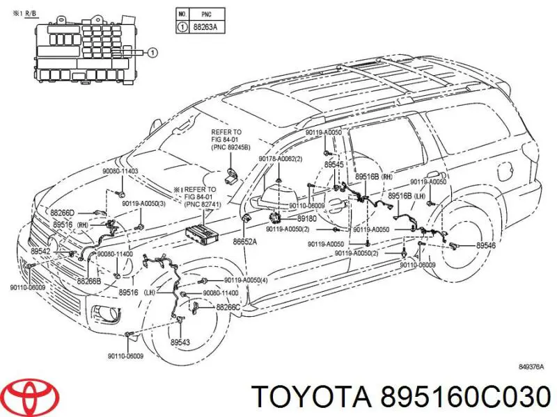 895160C030 Toyota cable de sensor, abs, delantero derecho