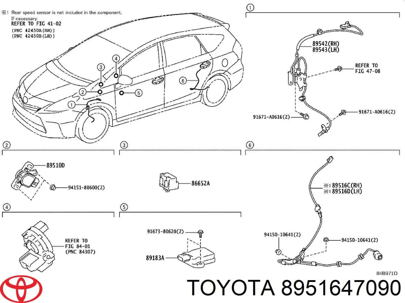 Cable de sensor, ABS, trasero derecho para Toyota Prius (ZVW30)