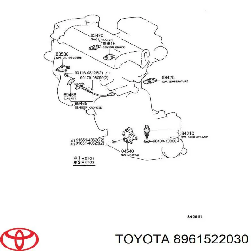 8961522030 Toyota sensor de detonacion