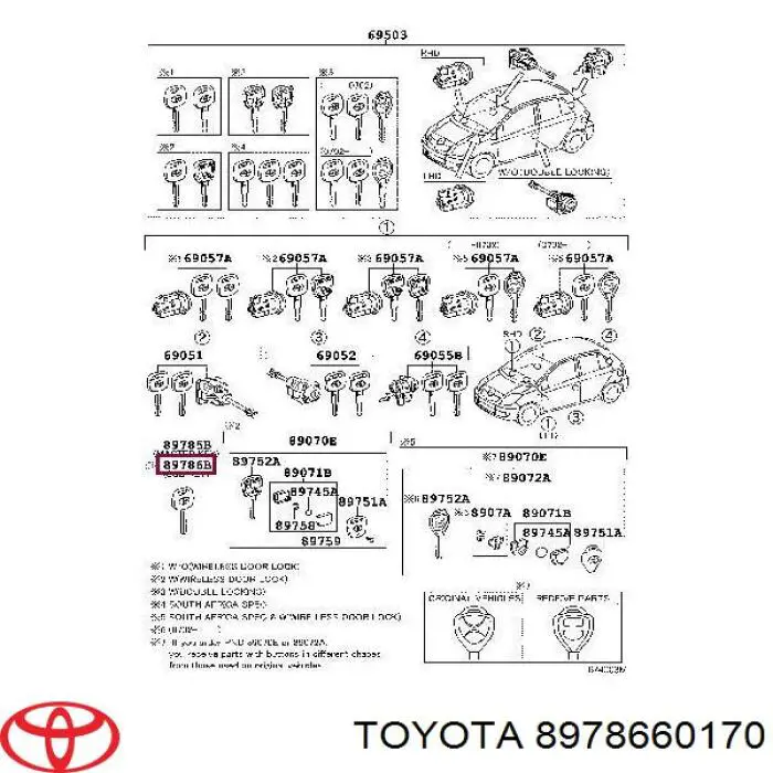 Conjunto Transmisor Control De Puertas / Clave En Blanco para Toyota Camry (V40)
