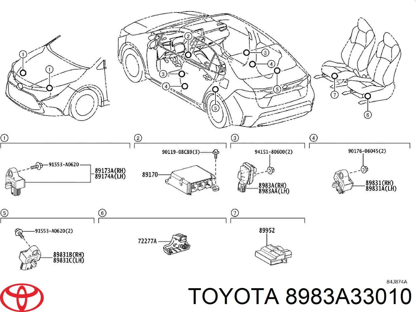 Sensor de airbag delantero Toyota 8983A33010 precio, desde 68,24 EUR