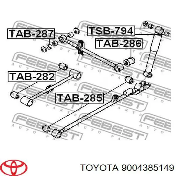 9004385149 Toyota Silentblock de brazo transversal de suspensión trasera