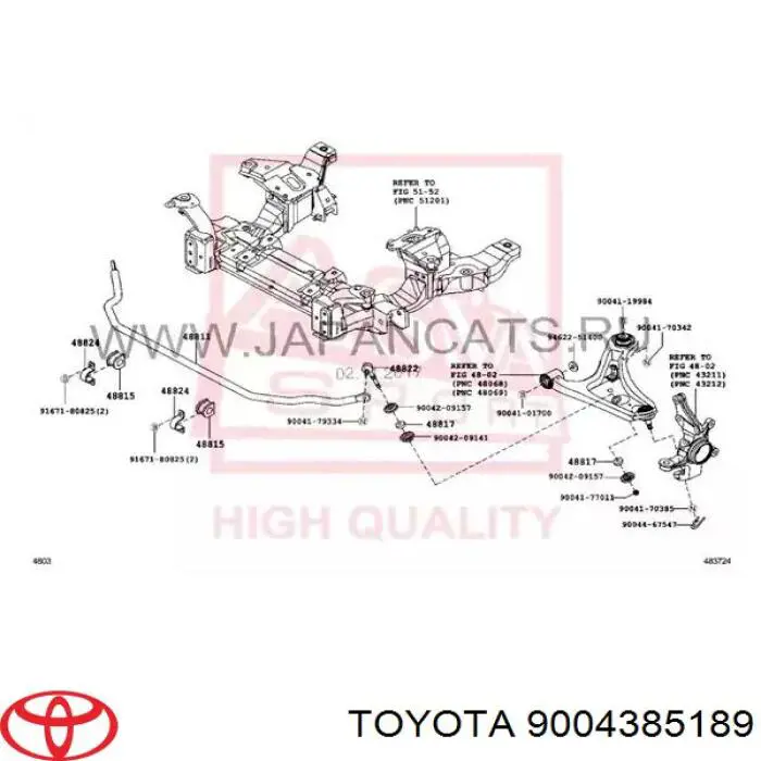 9004385189 Toyota casquillo del soporte de barra estabilizadora delantera