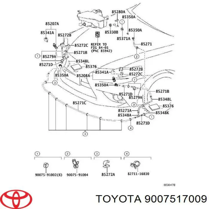 9007517009 Toyota unión tubo arandela