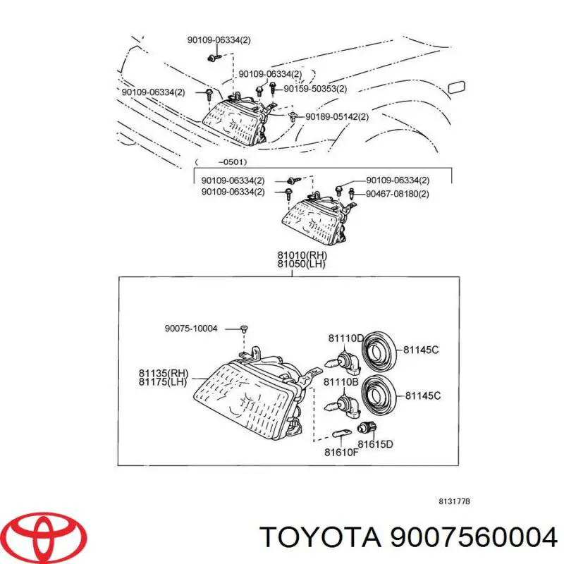 Portalámparas de faro Toyota 9007560004 precio, desde 11,28 EUR