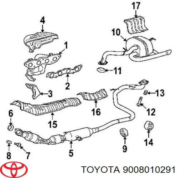9008010291 Toyota perno de escape (silenciador)