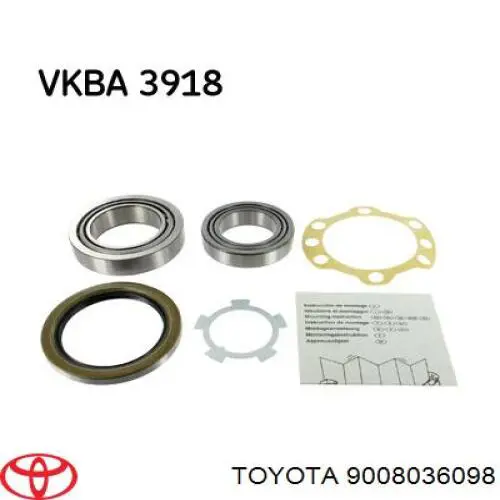 Cojinete interno del cubo de la rueda delantera TOYOTA 9008036098