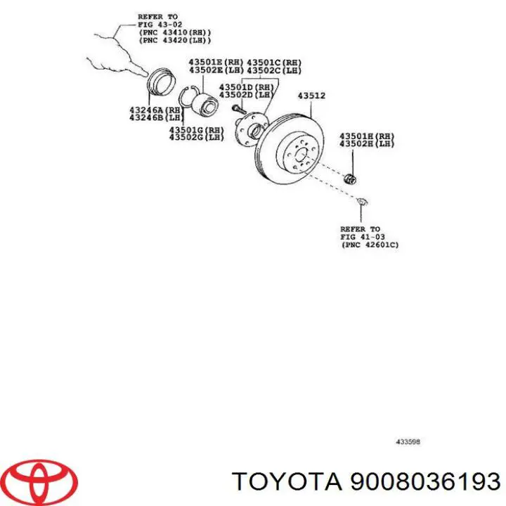 9008036193 Toyota cojinete de rueda delantero