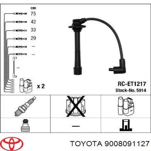 Juego de cables de bujias Toyota 9008091127 precio, desde 37,63 EUR