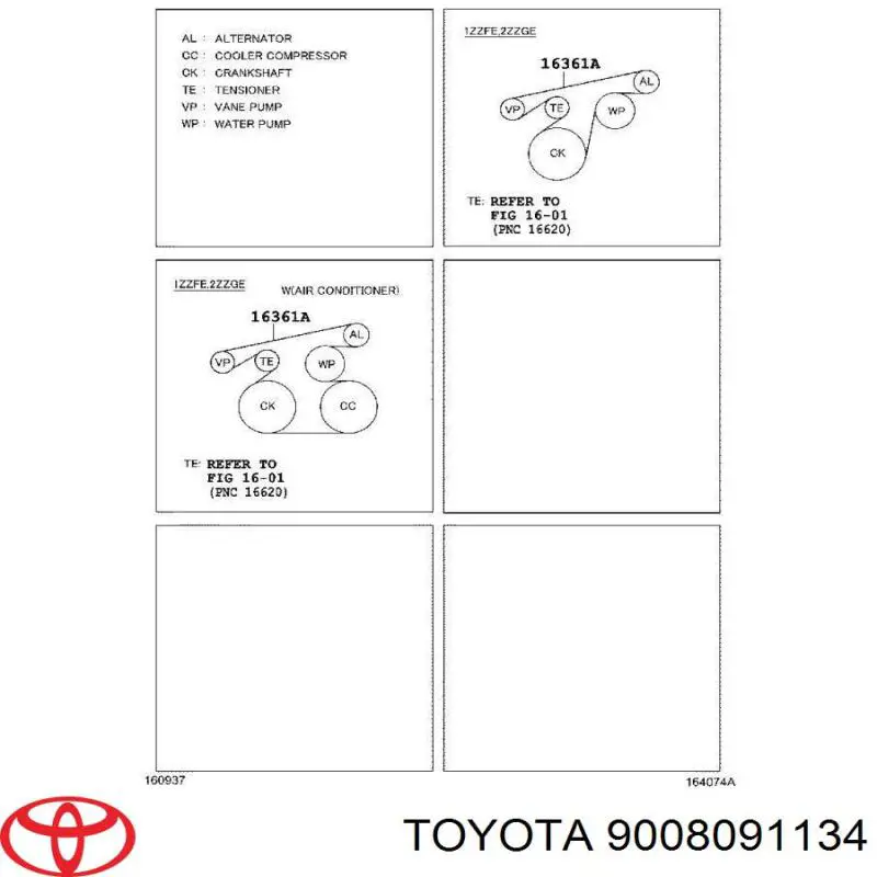 9008091134 Toyota correa trapezoidal