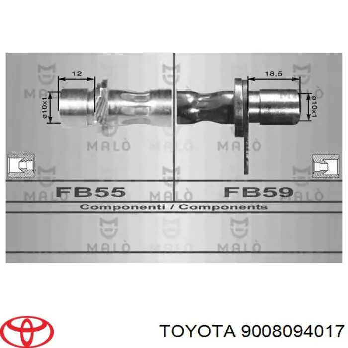 9008094017 Toyota tubo flexible de frenos trasero izquierdo