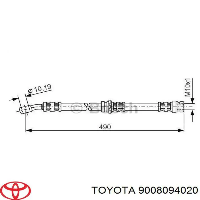 Tubo flexible de frenos trasero izquierdo Toyota 9008094020