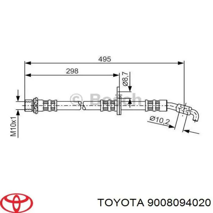 9008094020 Toyota Manguera de freno trasero izquierdo