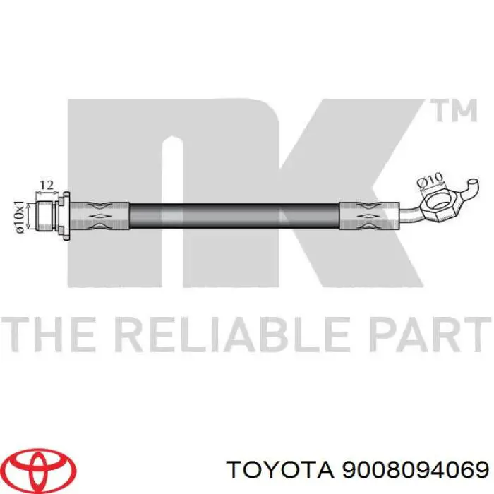 9008094069 Toyota latiguillos de freno delantero izquierdo