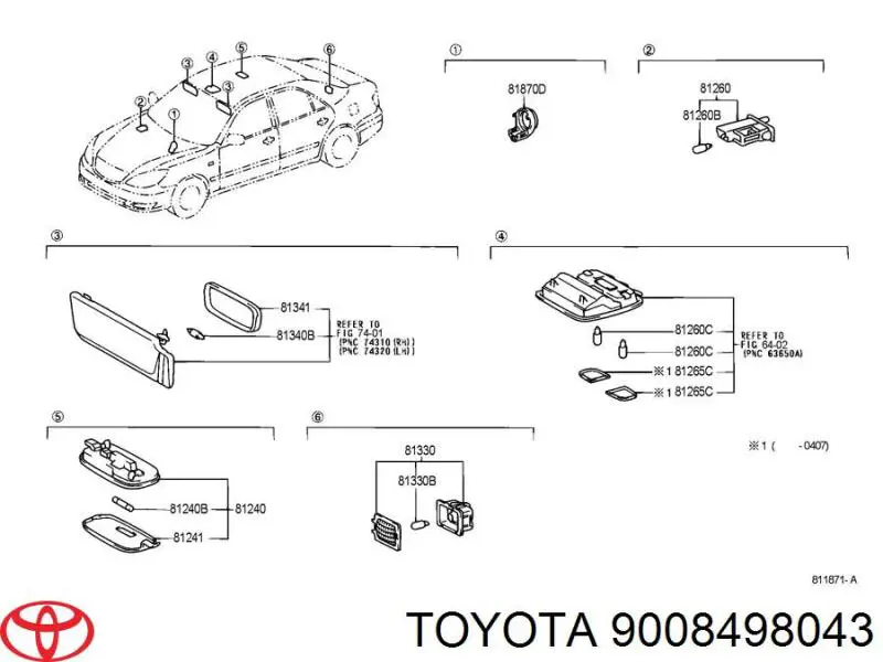 9008498043 Toyota lámpara, luz intermitente