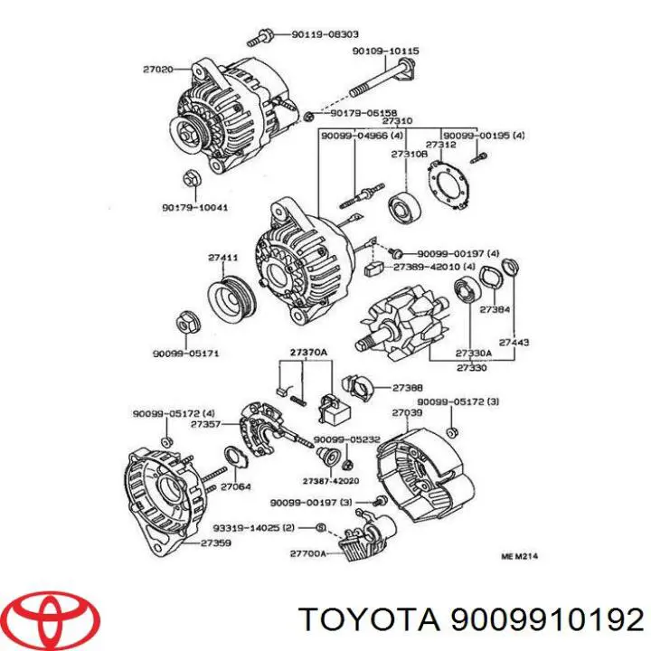 9009910192 Toyota cojinete, alternador