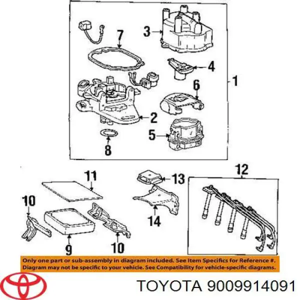Junta torica de distribuidor para Toyota Hiace (H1, H2)